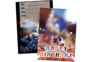 simyron Biglietto D'invito 24Pezzi The Hedgehog Biglietti Invito Bambini, Feste Carte D'invito Set Carte, per Feste Compleanno Ragazze Ragazzi Inviti Feste Tema