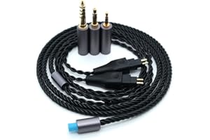 Yaowanguan Zbalansowany Kabel z 4.4 mm,2.5 mm,3.5mm Adapterem do Sennheiser HD580 HD650 HD660 HD600S Słuchawki,HD414 HD25 3 w 1 Wymienny Aktualizacyjny Przewód(Czarny)