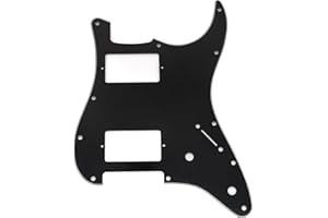 Musiclily Pro 11 Löcher ST Schlagbrett HH Gitarren Pickguard mit 2 Bedeckter Humbucker 2 Potis Aussparungen für Fender Squier Strat Style E-Gitarre, 3-lagig Schwarz