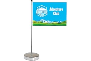 QSUM Bandiera da tavolo personalizzata 22,9 x 15,2 cm, bandiera da tavolo personalizzata con stampa del proprio design/immagine, include base in acciaio inossidabile e asta regolabile