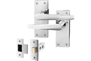 EAI Polished Chrome Door Handle & Latch Set | 1 Pair Internal Handles on Backplate with Latch (64mm) | Straight Pattern