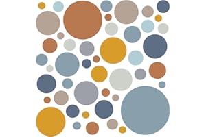 ‎WANDSTICKER4U WandSticker4U®- 6 Bögen, 93 PUNKTE zum Kleben, pastell GELB BLAU BRAUN GRAU I Wandtattoo Punkte Kinderzimmer Wandsticker Kreise Dots I Möbelsticker Klebepunkte Mädchen & Junge Deko GROß