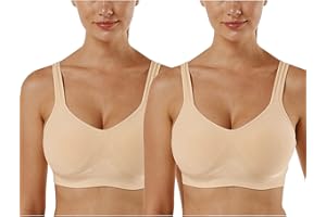Vertvie Women's Sports Bra Seamless Comfort Push Up Bra Wireless Padded Plus Size Yoga Sleep Bra 1/2/3 Pack