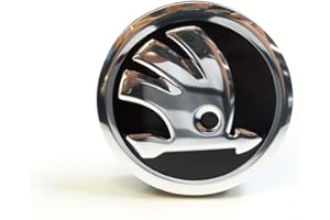 Skoda 4 tapas de buje originales para llantas, Negro/chromglanz, Cromado, Metal con acabado cromado, 56 mm, 4 unidades