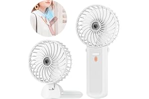 Lepwings Mini Przenośny Wentylator, Ręczny Wentylator Możliwością Ładowania Przez USB, 4 Prędkości, 5,5-16 Godzin Pracy, 180 ° Obrót, Mały Składany Wentylator Domu, Biura, Podróży- Biały