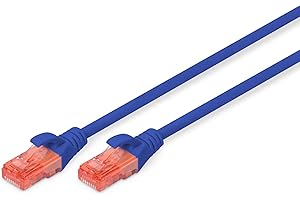 DIGITUS LAN Kabel Cat 6-5m - Kabel sieciowy CCA z RJ45 - Nieekranowany U/UTP - Kompatybilny z Cat-6A i Cat-5e - Niebieski