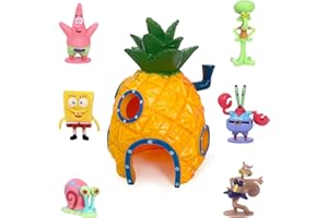 Thapncow 7 Stück SpongeBob Schwammkopf Aquarium-Dekoration |. SpongeBob Schwammkopf Aquarium-Box, geeignet für die Dekoration von Wassertanks