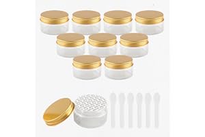 PQPAUTY 12 Pieza Transparente Tarro de Cosmética de Plástico 100g Envases Cosmética Plástico 100 ml con Tapa Oro Botella de Crema Tanque para Productos Cosméticos Ungüento