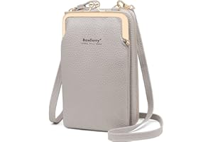 HNOOM Borse a Tracolla per Cellulare Borsa Piccola Tracolla Donna Portafoglio Tracolla Donna in Pelle PU Mini Borsa Tracolla per Cellulare Borsa Porta Cellulare (Grigio)