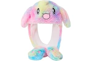 dressfan Felpa Animal Conejo Oreja Sombrero Juguete Regalo Regalo De Cumpleaños Con Orejas Móviles Chicas Chico Mujer Cosplay