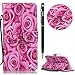 Price comparison product image iPhone 6 Plus Case,iPhone 6S Plus Case Leather,WIWJ Elegant Flower Pattern Flip PU Wallet Case Slim Soft Cover Case Flip Phone Case Graceful Floral Stand Magnetic Phone Shell-Rose