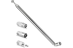 YOWREPU Antenna DAB con 3 Adattatori, Asta Telescopica 7 Sezioni per Ricezione Segnale Radio a 50 km, Antenna Digitale per Radio FM, Impianto Hifi Mini e Ricevitore AV Stereo