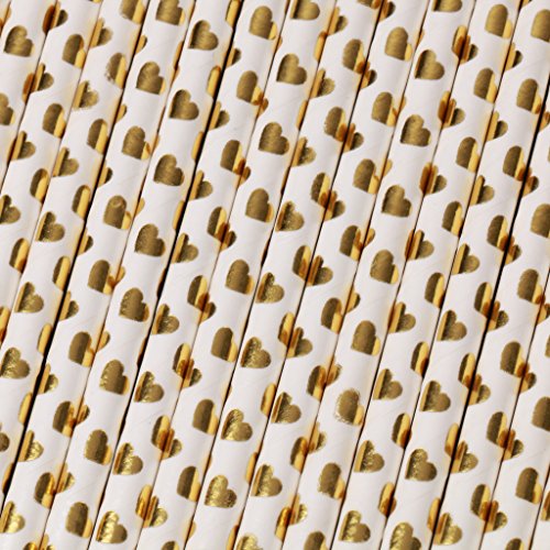 25stk. Papier Strohhalm Trinkhalme Trinkhalm Strohhalme Cocktail Barzubehör – Herz - 4