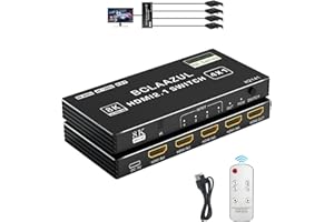 Conmutador HDMI 2.1 4K 120Hz 4 en 1 salida, BolAAzuL 8K @60Hz HDMI 2.1 Caja selectora de 4 puertos con control remoto 4K 120Hz 2K 144Hz, HDMI 4x1 HDR, 48Gbps, CEC, Dolby Vision, para Xbox Series X PS5