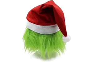 SHIFANQI Green Monster Mask,Santa Hat Christmas Mask Green Face Mask, Costume Props Cosplay Scary Head Mask for Adults