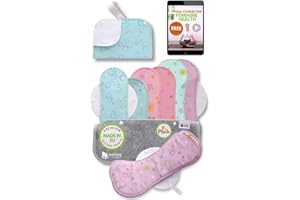 NATISSY Serviette Hygiénique Lavable Bio Coton; Lot de 7 + Sac (S,M,L,XL) Serviette Hygiénique Lavable Flux Abondant Nuit FABRIQUÉE EN UE; Protection Hygienique Lavable Periodique Lavable Reutilisable