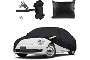 LUOLETY Pełny pokrowiec na samochód do VW Beetle 1960-2023, tkanina Oxford 210D, pełna osłona samochodu, garaż, odporna na promieniowanie UV, pełna osłona na zewnątrz i wewnątrz, z drzwiami na zamek