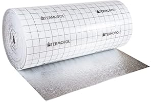 TERMOFOL Aislamiento de espuma de aluminio - Espesor 7 mm, ancho 100 cm - Aislamiento térmico y acústico para suelos, techos, puertas de garaje y caravanas