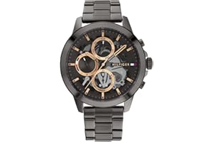 Tommy Hilfiger Montre Analogique Multifonction à Quartz pour Homme avec Bracelet en Acier Inoxydable ou Cuir