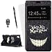 Produktbild Sony Xperia M4 Aqua Schutzhülle Leder Hülle, Alfort 3 in 1 Flip Fashion Design Dual Use Falten Premium PU Leder Tasche Case Cover Flip Fenster Window Touch Screen für Sony Xperia M4 Aqua 5.0" Smartphone Funktion Standfunktion Unterstützte Telefone mit Teufel smiley ( Schwarz ) + Netter Staub Stecker + Alfort Schwarz Stylus Pen
