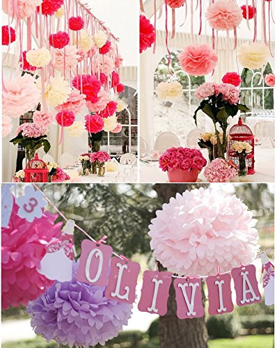 JZK® 10 x 25 cm durchmesser, Papier hängende Blume Seidenpapier Bälle Kugeln Pom Pom Poms Pompom Pompoms Pompon Pompons, Dekorationen Zubehör für Hochzeit Geburtstag Baby Dusche heilige Kommunion Graduierung Taufe Party Liefert Weihnachten Halloween Schlafzimmer etc., Orange - 8