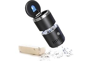 StoreBao Auto Aschenbecher mit tragbarem Staubsauger und buntem Atemlicht LED, einstellbare Windgeschwindigkeit (Silber)