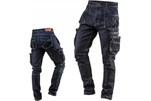 NEO TOOLS Pantalon de Travail Homme ou Ensemble Komplet vec Veste Polaire - Taille XS à 3XL- Aspect Denim Pantalon de Travail pour Hommes - Design Tendance, Cargo Pantalon de Travail Durab