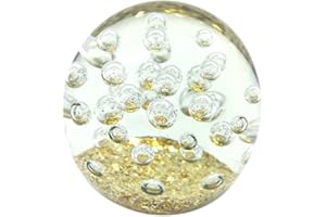 By SIGRIS Pisapapel Burbuja Dorado de Cristal Vidrio 8X8X8cm Pisapapel Decoración Hogar Pisapapeles De Oficina