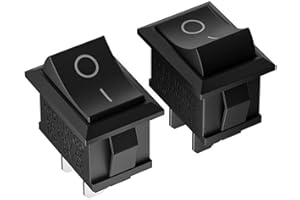 VUNIVERSUM 2 Stück Premium Ein Aus Einbau Kippschalter Wippschalter Schalter On Off DIY AC 250V 220V 6A 2Pin Schwarz Rechteckig 2 Position