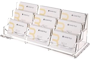 SANRUI Acrylic Business Card Holder for Desk,Name Card Display Holder,Office Clear Business Card Display Stand 3 Tiers,Fits About 450 Business Cards