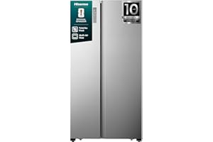 Hisense RS677N4BIE Side-by-Side Kühl-Gefrierkombination/ NoFrostPlus/ Multiflow 360°/ SuperCool/ BigBox/ 179,3 cm/ Kühlteil 334 l/ Gefrierteil 185 l/ 42 dB/ 309 kWh/ Jahr/ Inox-Look