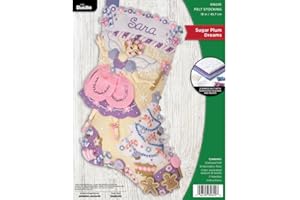 Bucilla Filzapplikation, 45,7 cm, Strumpf-Bastelset, Zuckerpflaumenträume, perfekt für Bastelarbeiten, 89629E