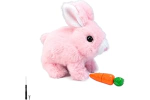 Woeau Rabbit Toys for Kids - Walking & Talking Electronic Rabbit with Carrot, Funny Plush Bunny with Sounds & Movements (Pink)