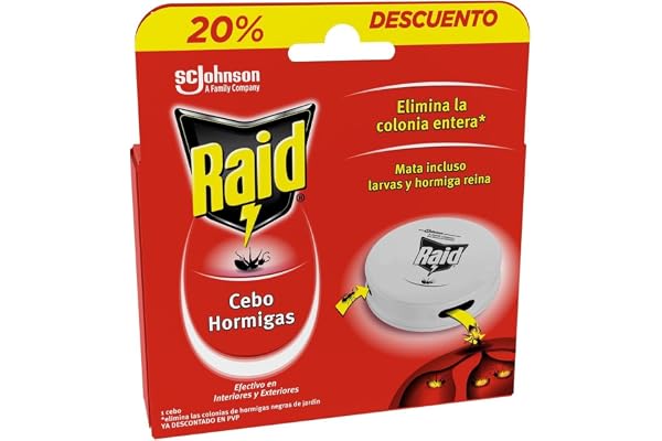Raid Cebo antihormigas, elimina la colonia de hormigas entera, efectivo en Interiores y Exteriores, 1 trampa