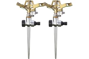 Holzsammlung 2 Piezas Aspersor Sectorial de Riego con Cabeza Metálica, Cobertura 243 m², Rotación 360°