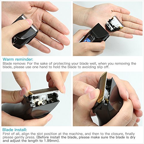 Haarschneider O’vinna Gesichtshaartrimmer Körperpflege Edelstahl Haarscherer tragbare elektrische Haarschneidemaschine Haar Klipper Hair clipper Cleaner Removal Shaver (schwarz) - 8