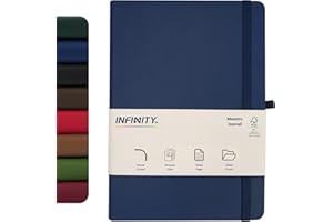 INFINITYMARKET Infinity Notebook Journal, Maestro Journal Notebook Ruled Paper - A5 size 80 GSM Thick Lined Paper Hard Cover Classic Writing Journals, Diary with Rear Pocket & Pen Holder