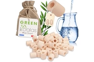 GREEN KOALAS 80 PERLES de CERAMIQUE EM® roses naturelles pour purifier et filtrer l’eau. Billes de céramique en argile (tube) pour purification bio. Filtre anti calcaire et chlore spécial Carafe et Fontaine à eau
