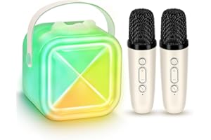 POPTREND Karaoke Machine 2 Microphones for Kids Adults,Mini Karaoke Microphone Kids Microphone Portable Bluetooth Speaker Player Gifts Toys for Girls 4, 5, 6, 7, 8, 9, 10 +Year Old Birthday Home Party (White)