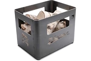 BRISA VW Collection - Volkswagen Feuer-Korb-Grill-Schale aus Cortenstahl in Getränkekistenform Multifunktional (Schwarz/Cortenstahl)