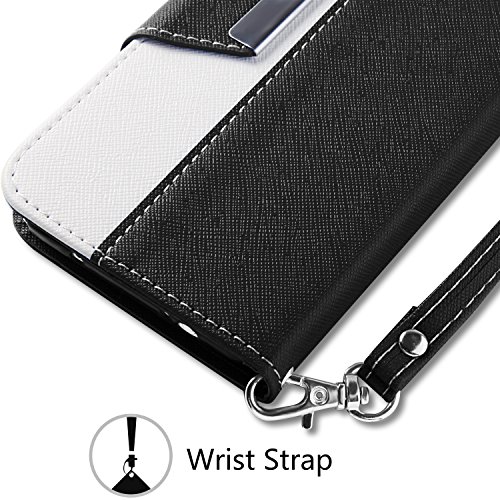 Galaxy Note 4 H  lle  Vakoo Handyh  lle Leder Tasche Flip Case Cover Schutzh  lle f  r Samsung Galaxy Note 4  Schwarz Wei   