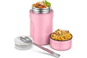 JIM'S STORE Termo alimentos 500ml,JIM´S STORE Frasco Termica Comida Acero Inoxidable Recipiente Térmico Sólidos para Adultos y Niños (Rosa)