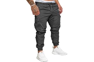 SOMTHRON Pantalon de Jogging Homme Cargo Sport Pantalons Ceinture élastique Pantalons de survêtement Plus la Taille Mode Training Pantalons avec Poches Joggers Activewear Long Sweatpants