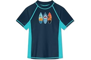 BesserBay Boy's Crew Neck Short Sleeve Rash Guard Shirt UPF 50+ Swimsuit Vest 5-14 Years