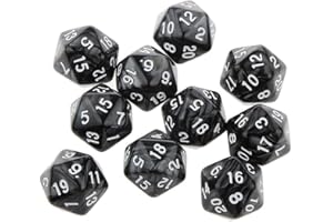 Dzxin Dadi D&D, 10 Pezzi Dadi Poliedrici Dadi 20 Facce, 20mm Dadi da Gioco per Giochi di Ruolo MTG DND da Tavolo (Nero)
