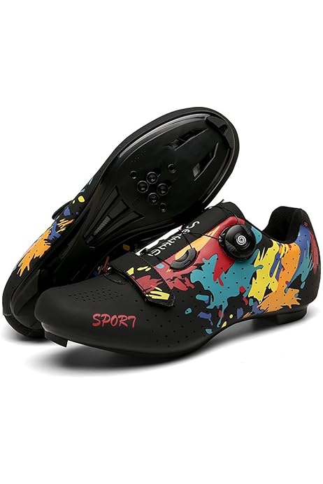 Treer Chaussure VTT Respirantes Chaussures De Cyclisme Homme Et Femmes, Chaussure Velo Route Hommes Chaussures Velo Route Avec Crampons Antidérapants Semelle Dure Chaussures De Vélo 36 EU Violette