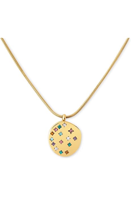 Collar Multicharms Soleil De Acero Bañado En Oro 18k - Cadena 45 Cm Con Dijes De Sol, Corazón, Estrella Y Circonitas