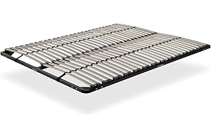 i-flair® Ortho Lattenrost 140x190cm Lattenrahmen mit 56 Federholzleisten und Mittelgurte, Stabiler Stahlrahmen für alle Matratzen geeignet