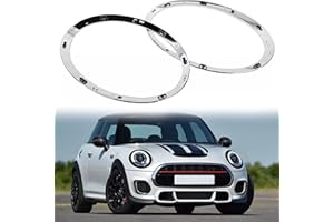 YEARNINGLIFE 2 Stück Mini Scheinwerfer-Zierring,Scheinwerfer-Zierring Auto Ersatz kompatibel mit Mini Cooper F55 F56 F57 2014–2021,51137300631, 51137300632, 51712355791, 51712355798 (Silber)