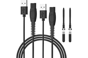 AIGUOZER 5V ladekabel für Philips Norelco OneBlade QP2724 QP2834 MG5910 QP4530 QP4631 MG7910 MG9510 S7887, Norelco Rasierer 360 USB Lader Kabel [2er-Pack]
